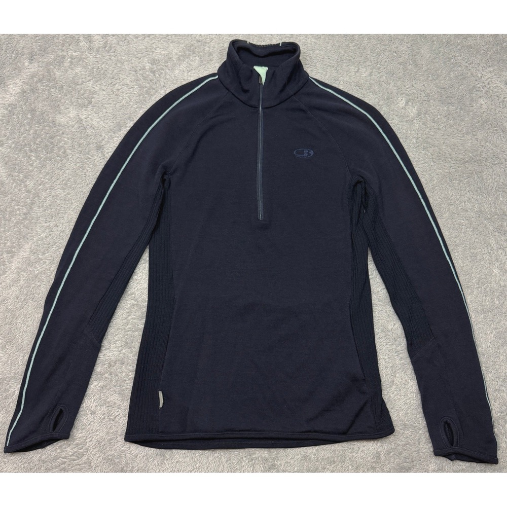 Icebreaker Half Zip Womens‎ XS Navy Blue Tempest Merino Wool Base Layer Shirt